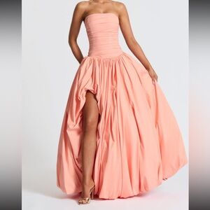 Chic Strapless Peach Maxi Dress